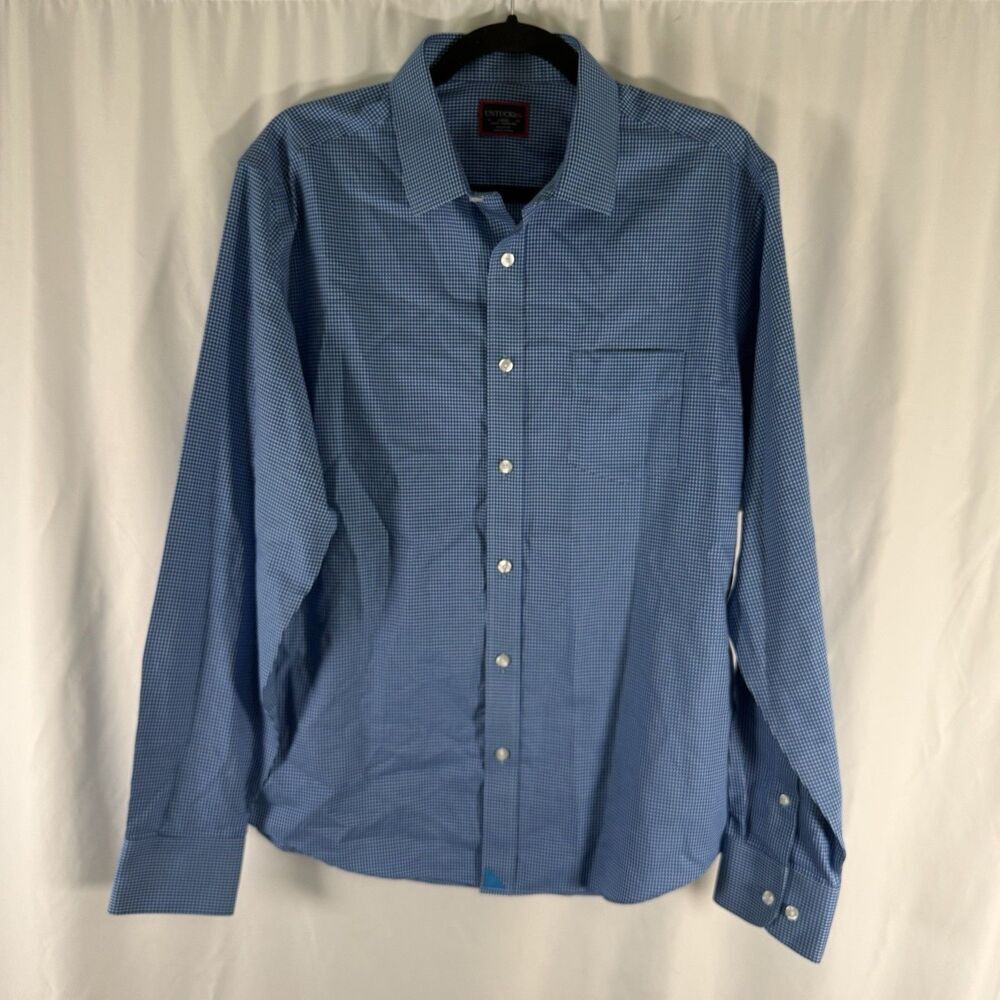 UNTUCKit Slim Fit Dress Shirt Men's Large Blue Plaid Button Up Long Sleeve Cotto